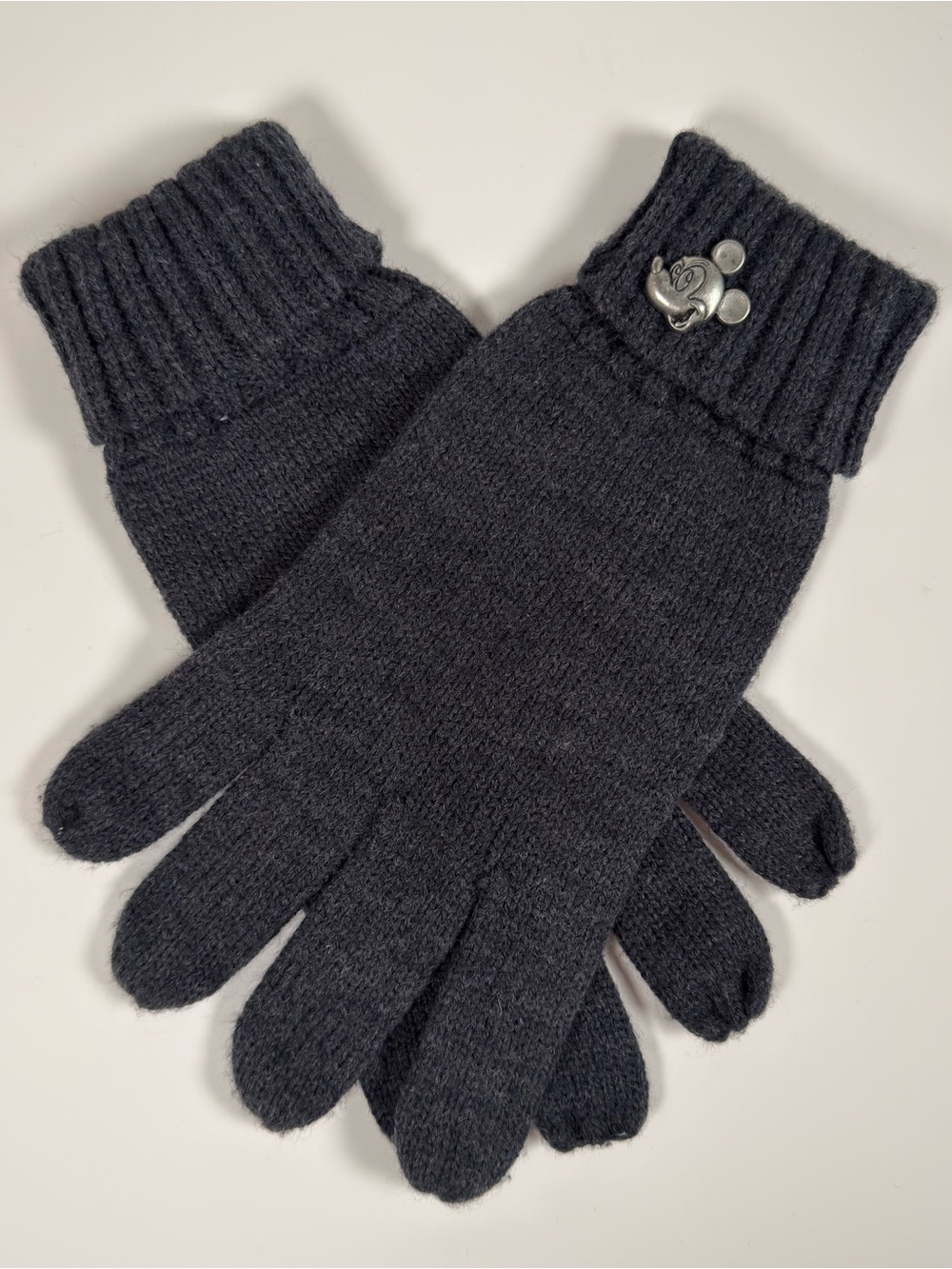 Disney Parks Mickey Mouse Emblem Winter Warm Adult Gloves Fuzzy Navy Blue